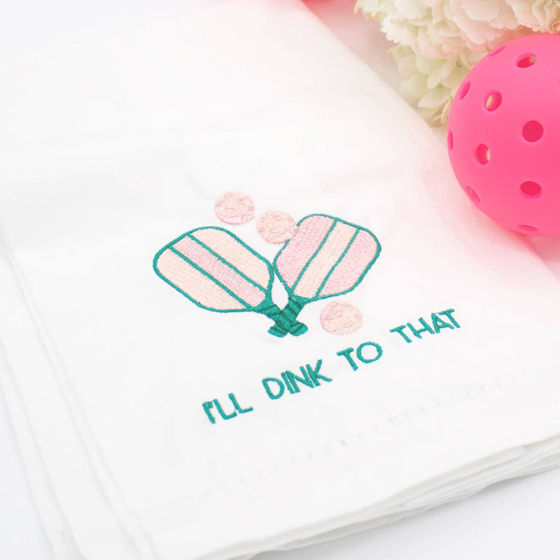 8 Oak Lane - Pickleball Embroidered Bar Towel Set - Jennie Dots 
