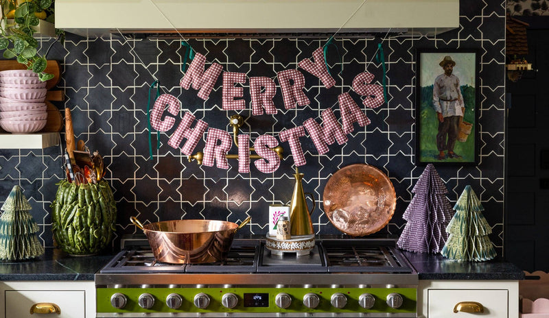 My Mind’s Eye - Gingham Merry Fabric Sewn Christmas Banner
