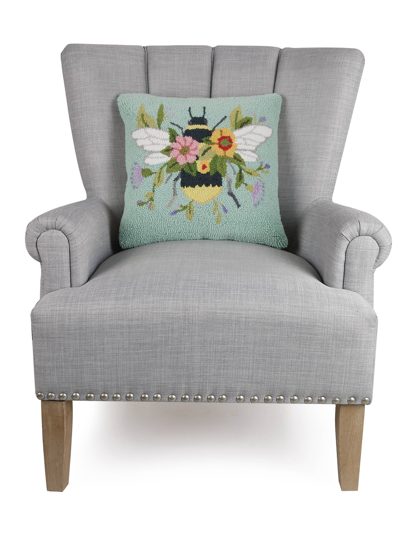 Floral Bee Over Flowers Hook Pillow