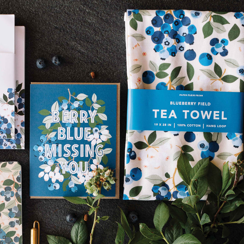 Paper Farm Press - Blueberry Field Tea Towel