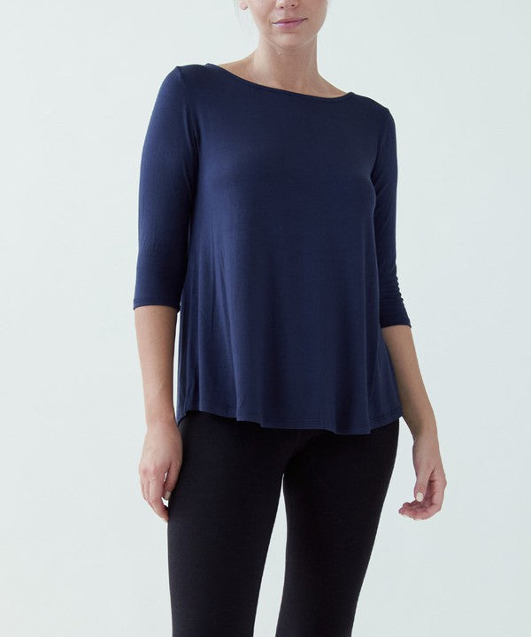 Studio Ko Boatneck Elbow Sleeve Top