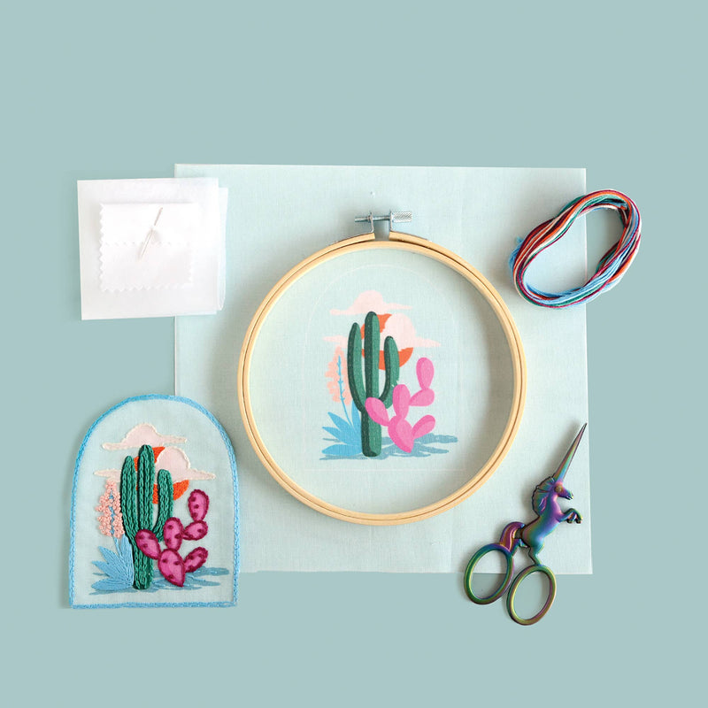 DIY Kit: Cactus Embroidery Patch Kit - Jennie Dots 