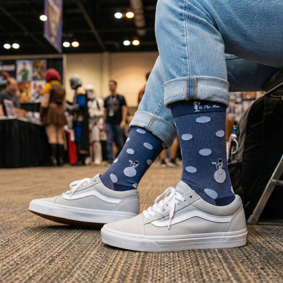 Soxfords - "To The Moon" - Outer Space Themed Men's Pima Socks - Jennie Dots 