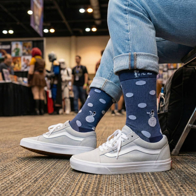 Soxfords - "To The Moon" - Outer Space Themed Men's Pima Socks - Jennie Dots 