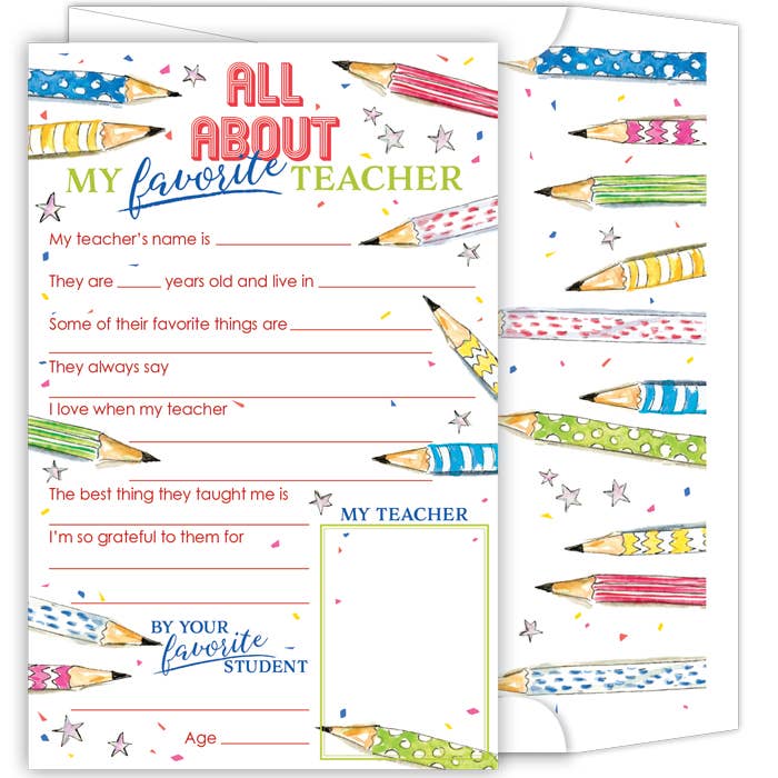 All About My Favorite Teacher Pencils Confetti All About