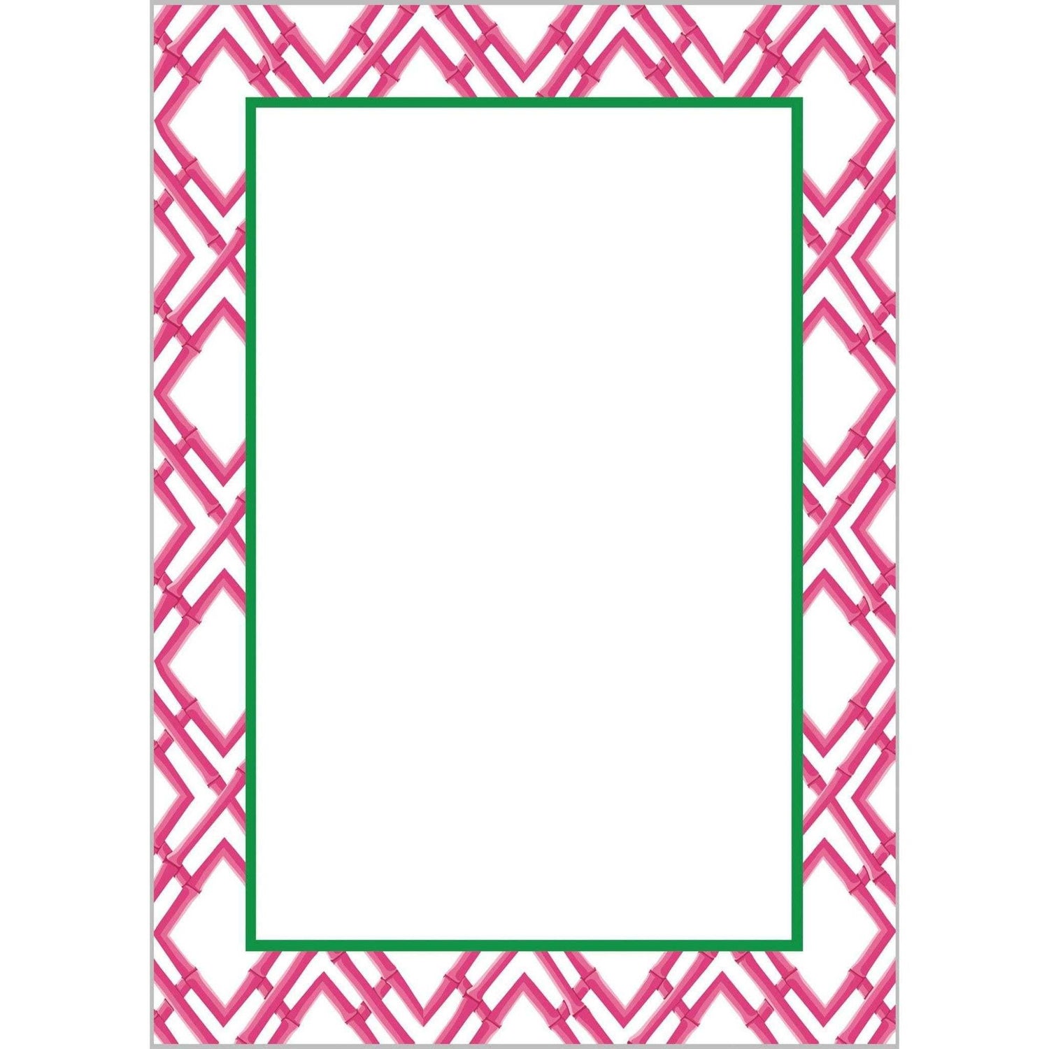5"x7" bamboo trellis notepad with hot pink pattern and bright white pages.