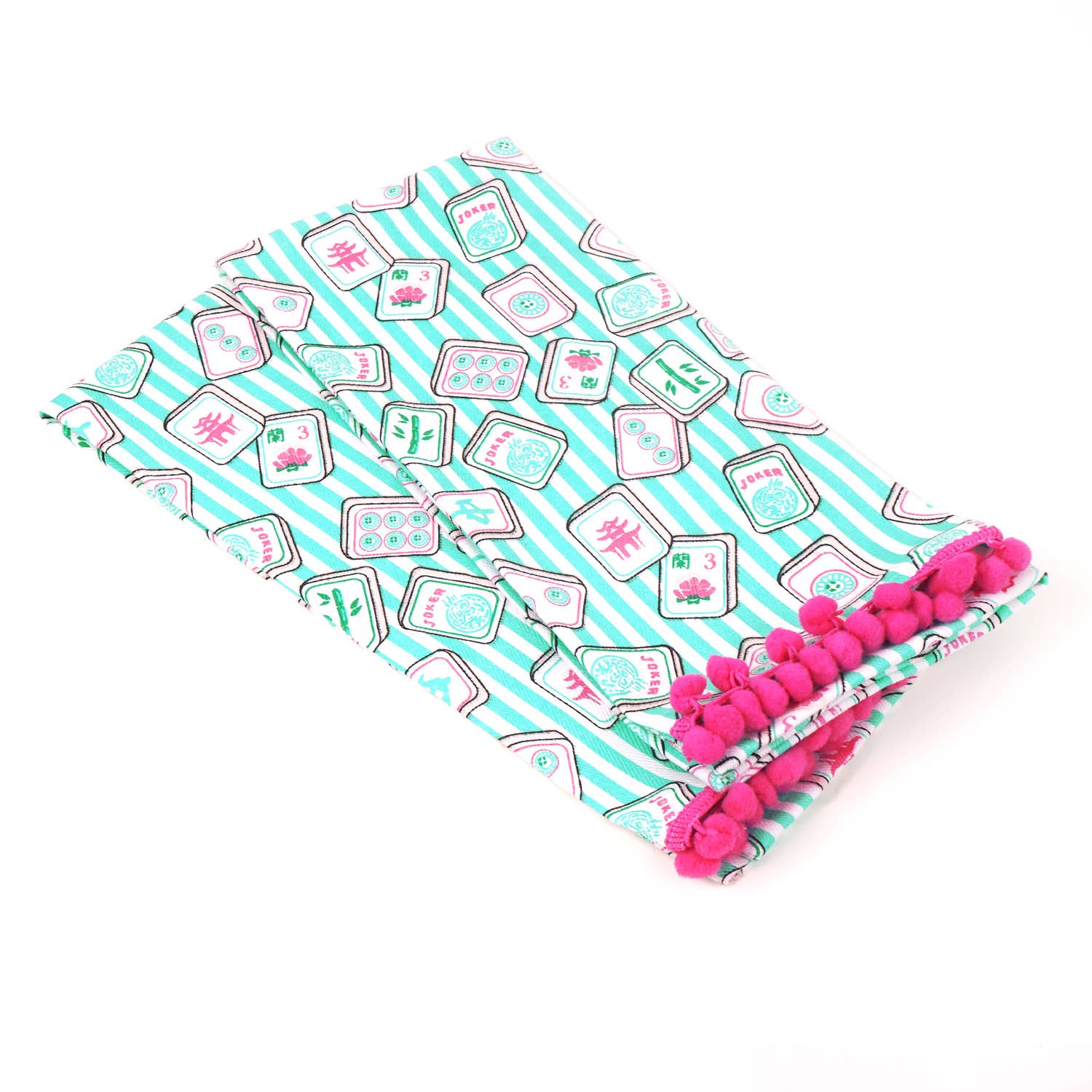 Mahjong Stripe Pom-Pom Kitchen Towel Set - Jennie Dots 