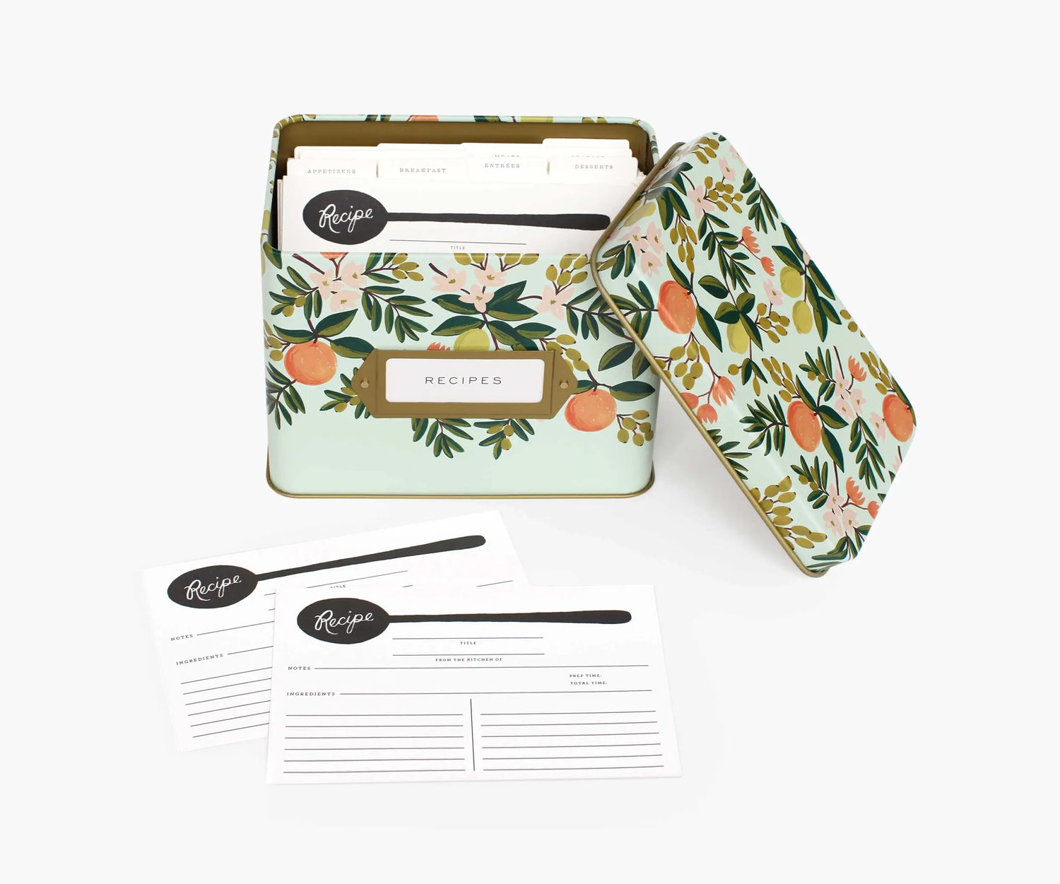 Rifle Paper Co. - Citrus Floral Tin Recipe Box - Jennie Dots
