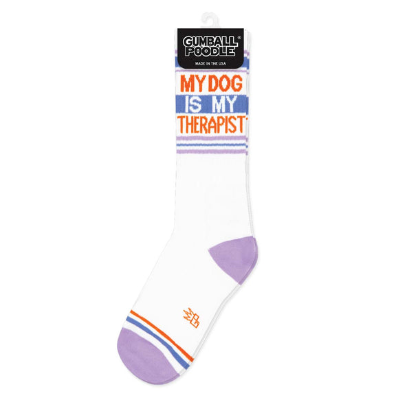 My Dog Is My Therapist Gym Crew Socks - Jennie Dots 