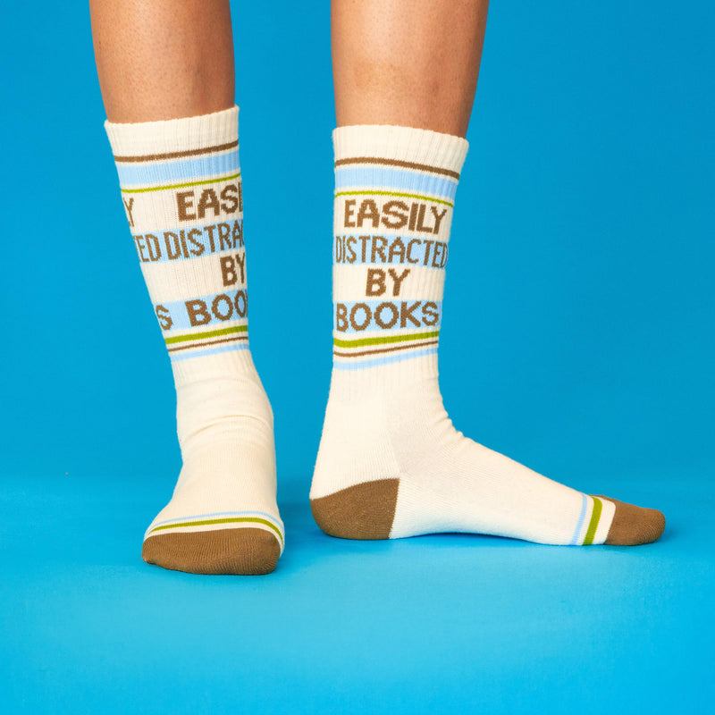 Easily Distracted By Books Gym Crew Socks - Jennie Dots 