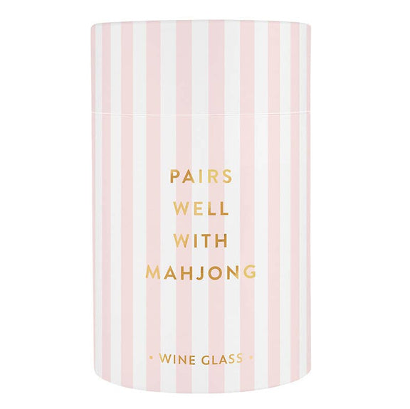 Gold Foil Stemless Wine Glass - Pairs Well with Mahjong - Jennie Dots