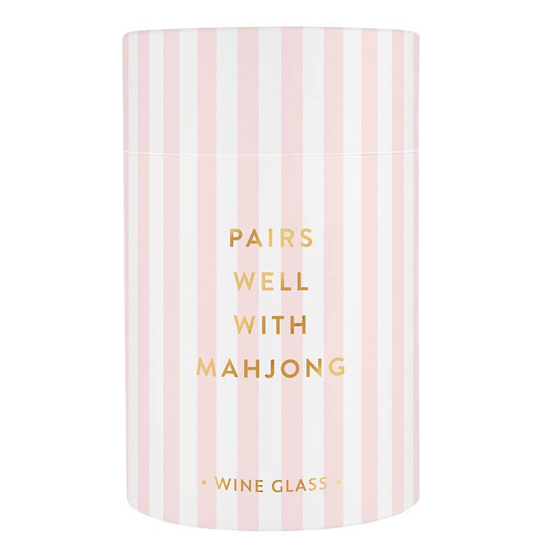 Gold Foil Stemless Wine Glass - Pairs Well with Mahjong - Jennie Dots