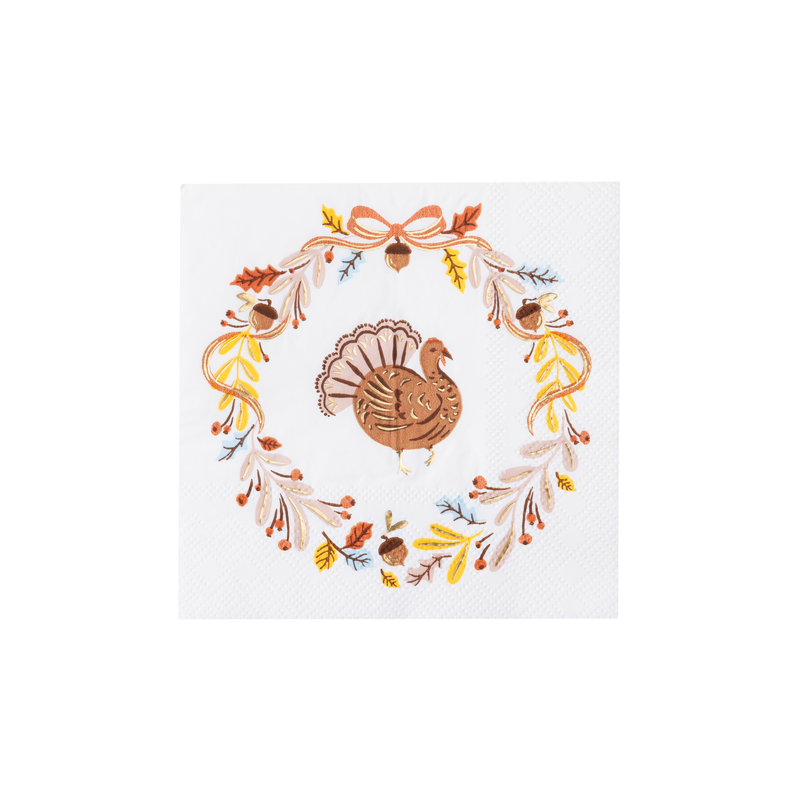 Bonjour Fête - Fall Foliage Turkey Cocktail Napkins (Set of 20)