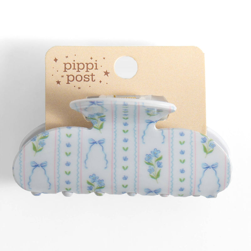 Pippi Post - Blue Floral & Coqeutte Bows Claw Hair Clip