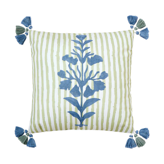 HAMILTON CREWEL EMBROIDERED DECORATIVE PILLOW - Spartina - Jennie Dots 
