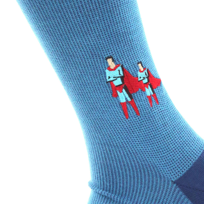 “Superdad" - Father & Son Themed Embroidered Pima Socks - Jennie Dots 