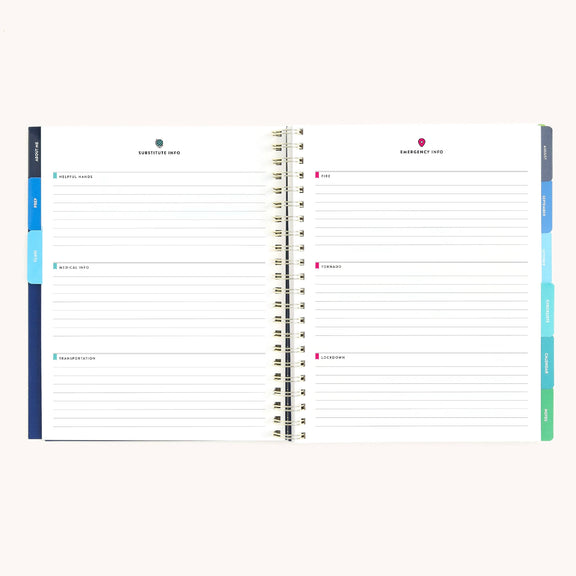 Simplified by Emily Ley - 2026-2027 Softcover Simplified Teacher Planner - Floral Stripe - Jennie Dots