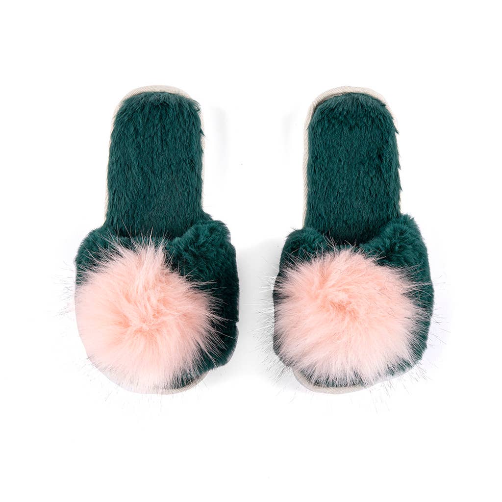 Cozy Green & Pink Amor Slippers