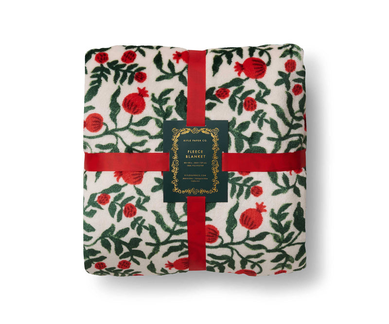 Rifle Paper Co. - Christmas tide Pomegranate Fleece Blanket