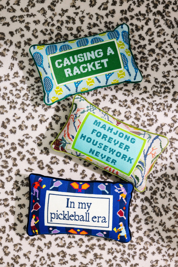 Furbish Studio - Mahjong Needlepoint Pillow - Jennie Dots