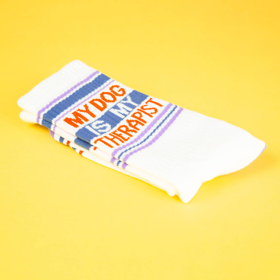 My Dog Is My Therapist Gym Crew Socks - Jennie Dots 