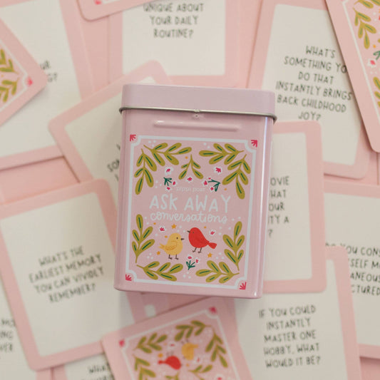 Pippi Post - Ask Away Conversation Cards - Deck of Cards + Storage Tin