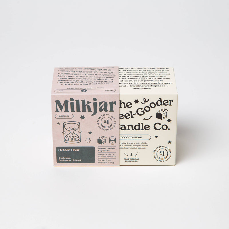Milk Jar Candle Co. - Golden Hour - Cashmere, Cedarwood Coconut Soy 8oz Candle
