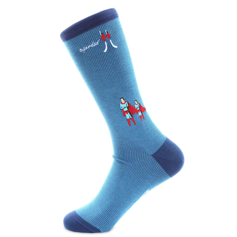 “Superdad" - Father & Son Themed Embroidered Pima Socks - Jennie Dots 