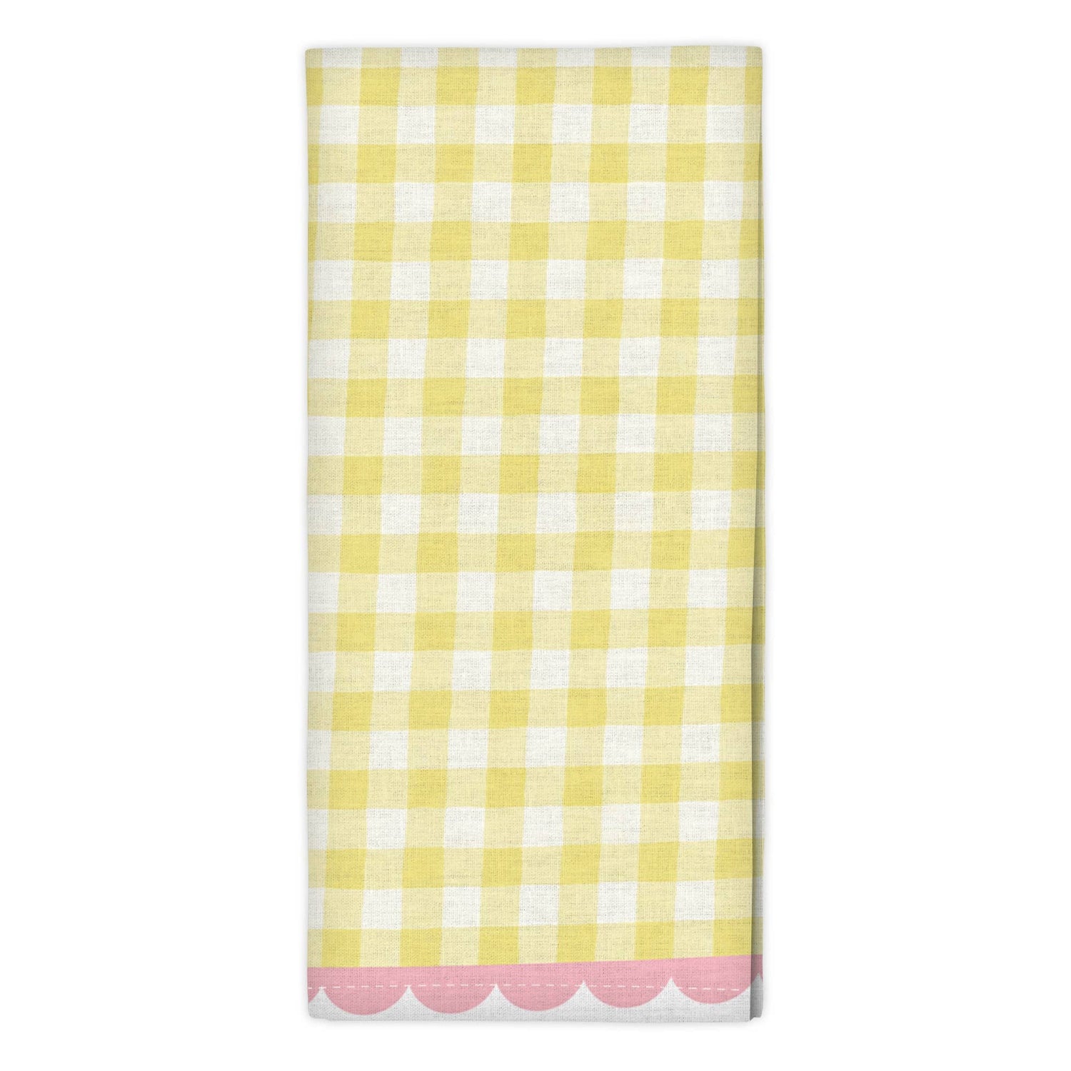 Paper Farm Press - Yellow Gingham Scalloped Tea Towel