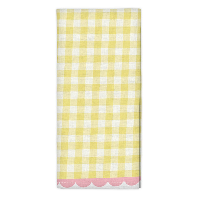 Paper Farm Press - Yellow Gingham Scalloped Tea Towel
