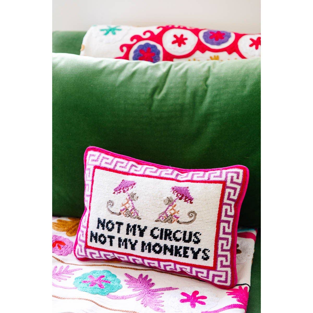 Not My Circus Needlepoint Pillow