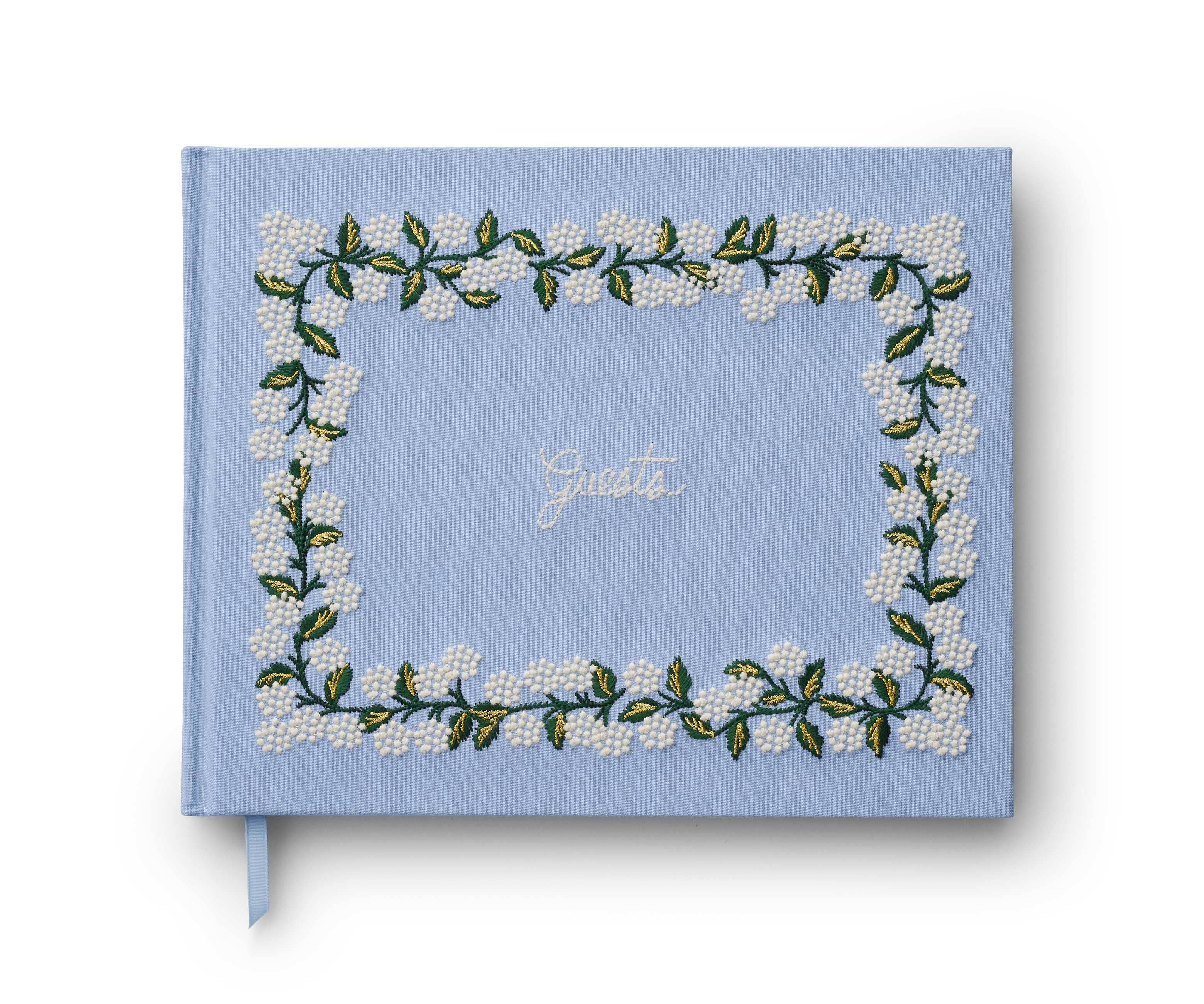 Rifle Paper Co. - Hydrangea Embroidered Fabric Guest Book