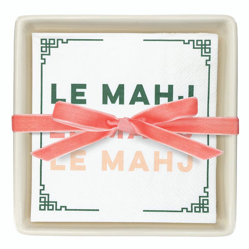 Santa Barbara Design Studio by Creative Brands - Ceramic Napkin Tray + Napkins - Le Mahj - Jennie Dots