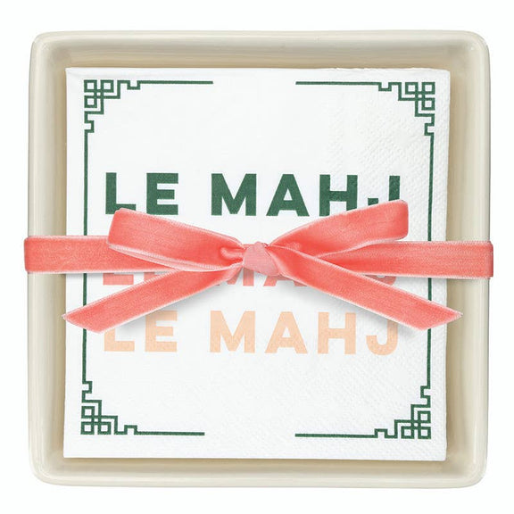 Santa Barbara Design Studio by Creative Brands - Ceramic Napkin Tray + Napkins - Le Mahj - Jennie Dots