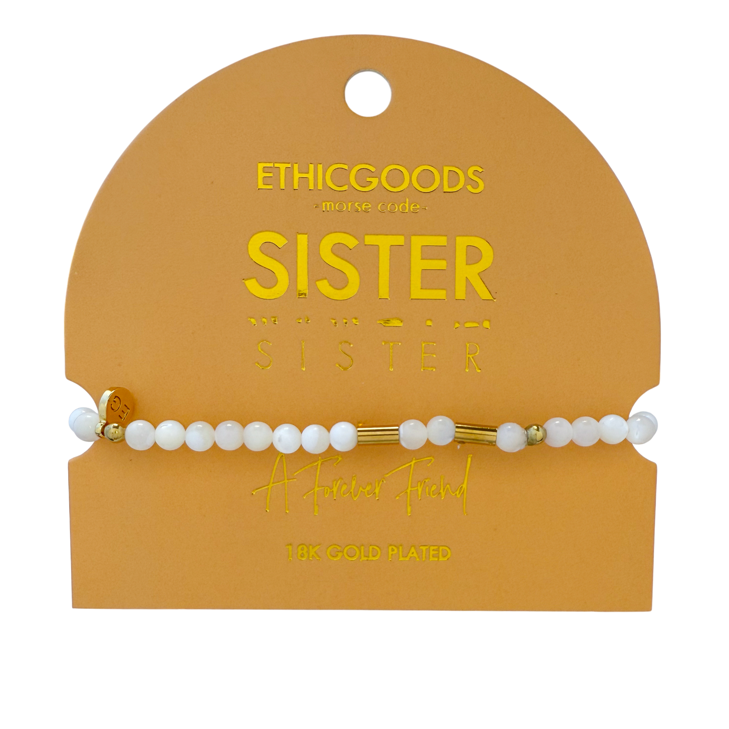 Morse Code Gold & Stone Beaded Bracelet | SISTER - Jennie Dots 