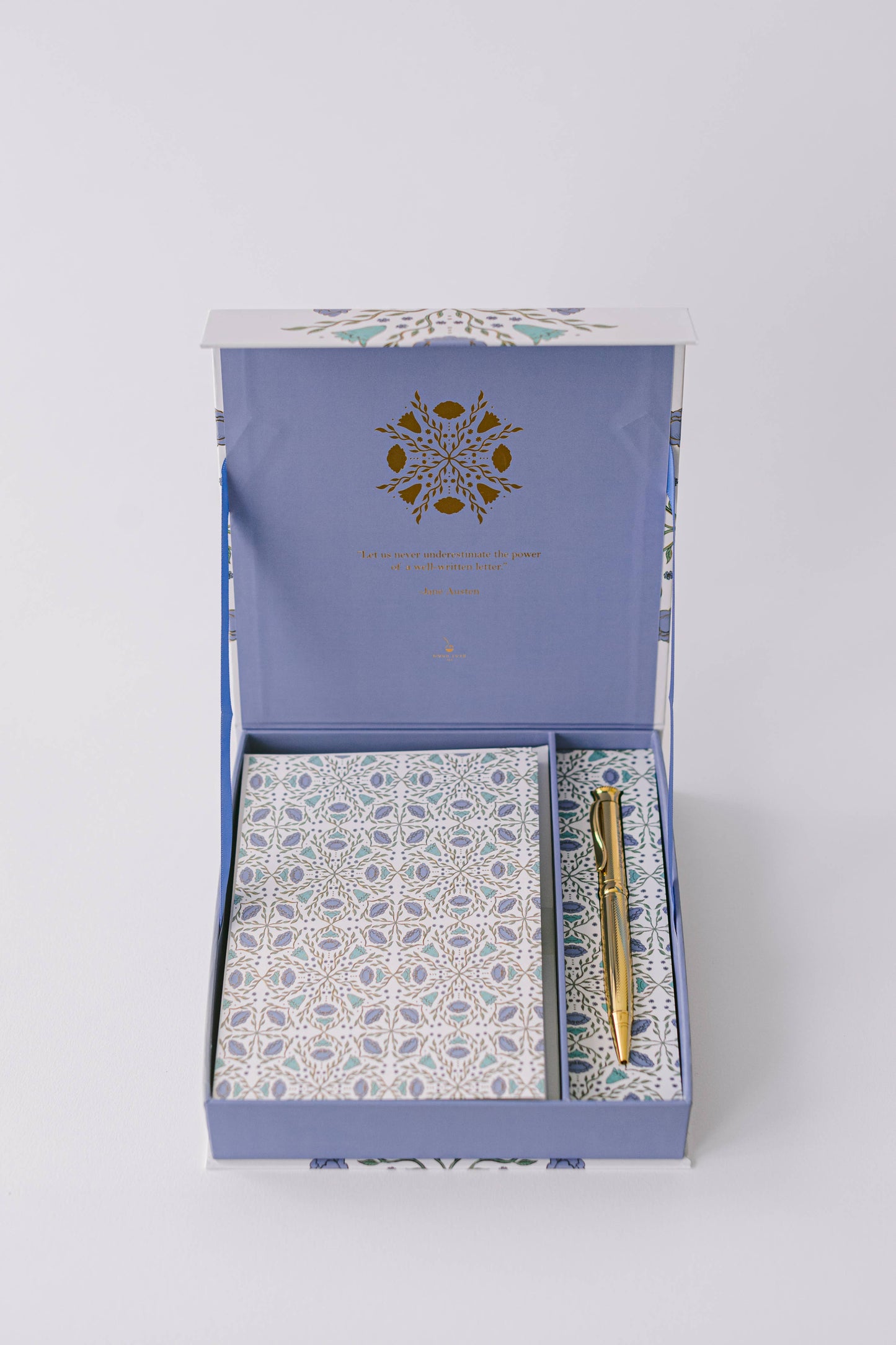 Folk Pattern Luxury Stationery Set - Green/Blue