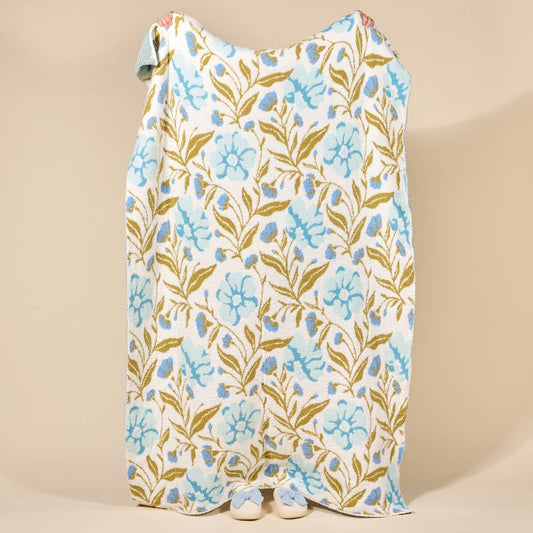The Darling Effect - Cozy Dreams Luxe Blanket–Poppin' Petals Aqua