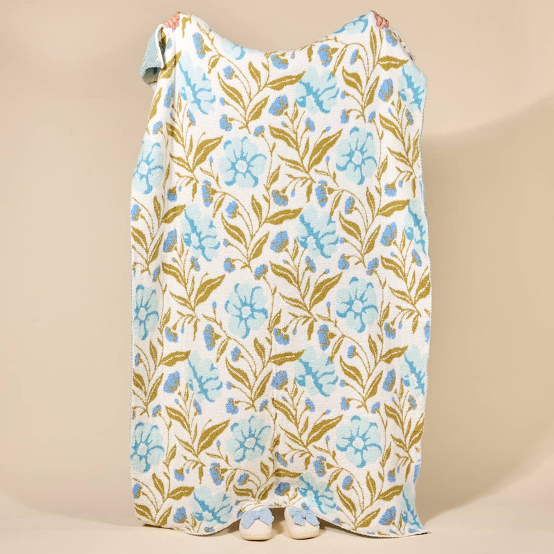 The Darling Effect - Cozy Dreams Luxe Blanket–Poppin' Petals Aqua