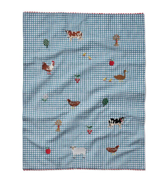 Rifle Paper Co. - Country Farm Gingham Embroidered Tea Towel - Jennie Dots 