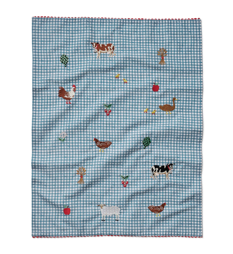 Rifle Paper Co. - Country Farm Gingham Embroidered Tea Towel - Jennie Dots 