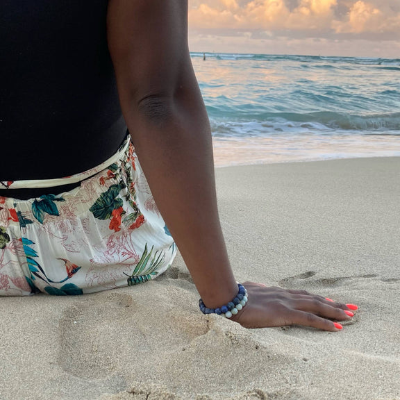 Deep Breath Diffuser Bracelet  |  Amazonite + Aromatherapy - Jennie Dots