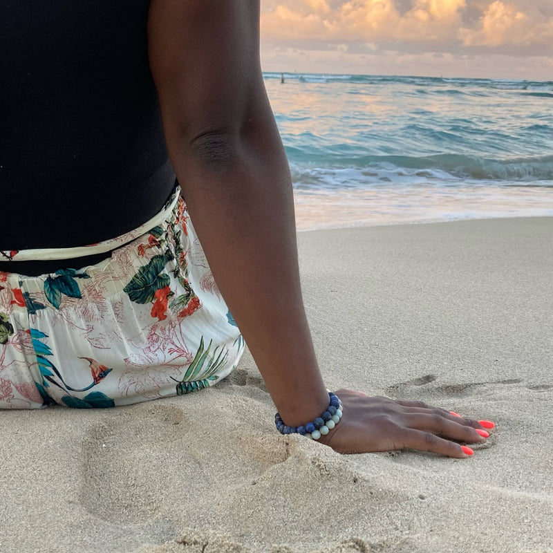 Deep Breath Diffuser Bracelet  |  Amazonite + Aromatherapy - Jennie Dots