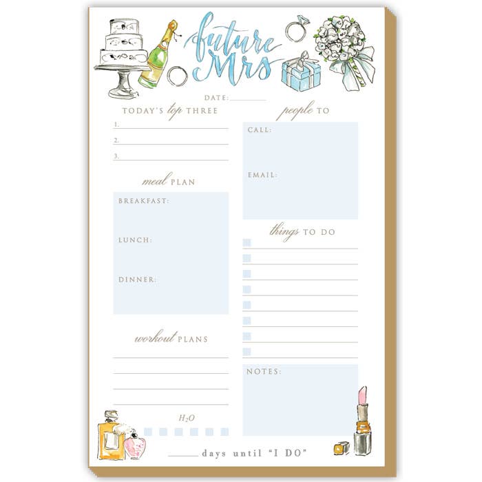 Hand Painted Future Mrs with Bridal Icons Luxe Large Notepad - Jennie Dots