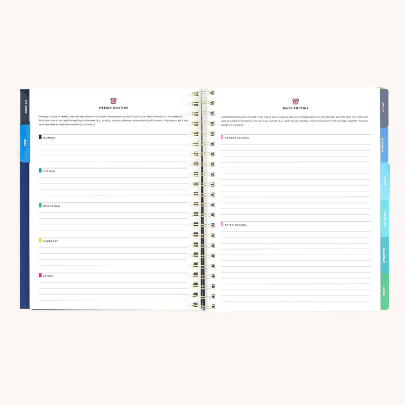 Simplified by Emily Ley - 2026-2027 Softcover Simplified Teacher Planner - Floral Stripe - Jennie Dots