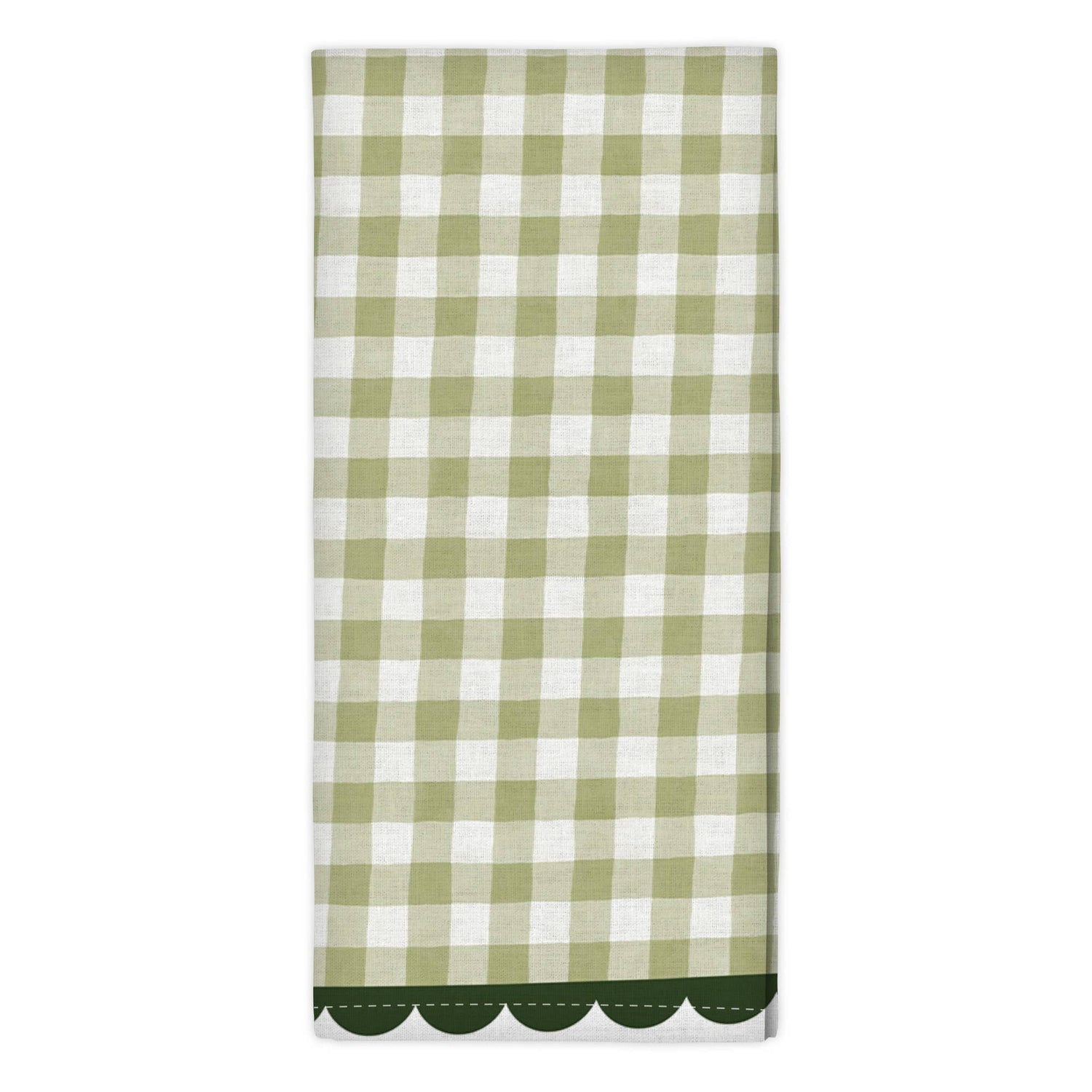 Paper Farm Press - Green Gingham Scalloped Tea Towel