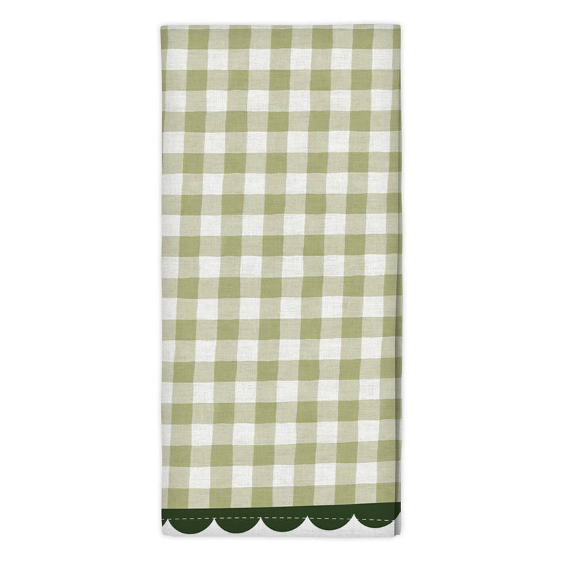 Paper Farm Press - Green Gingham Scalloped Tea Towel