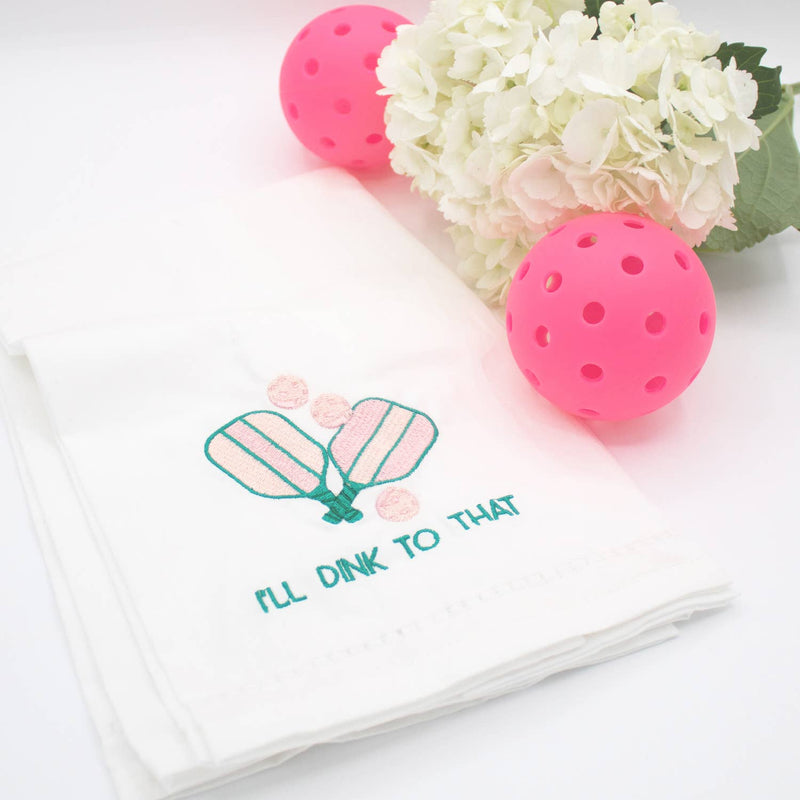 8 Oak Lane - Pickleball Embroidered Bar Towel Set - Jennie Dots 