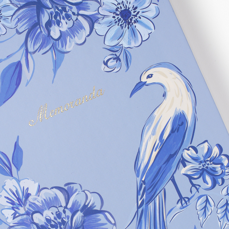 Good Juju Ink - Blue Chinoiserie Bird Spiral Notebook - Jennie Dots