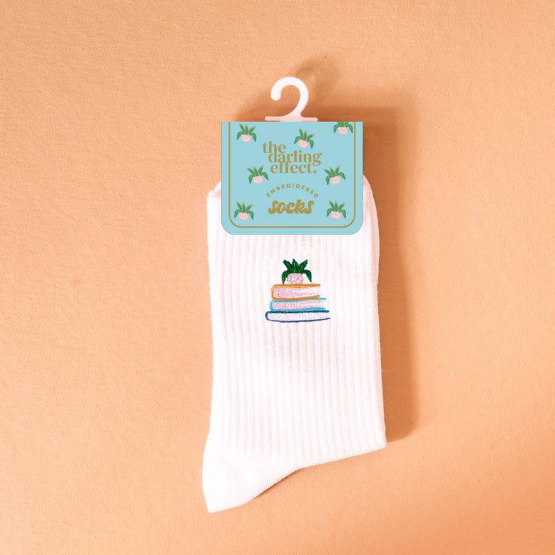 The Darling Effect - Embroidered Crew Socks–Book Nook
