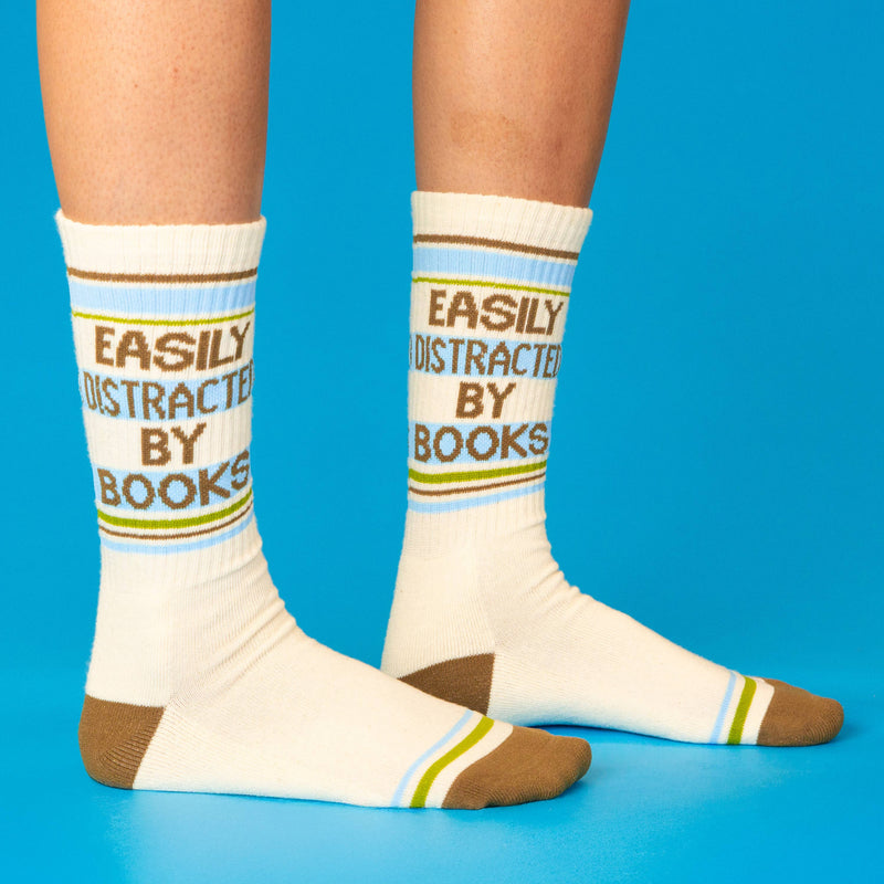 Easily Distracted By Books Gym Crew Socks - Jennie Dots 